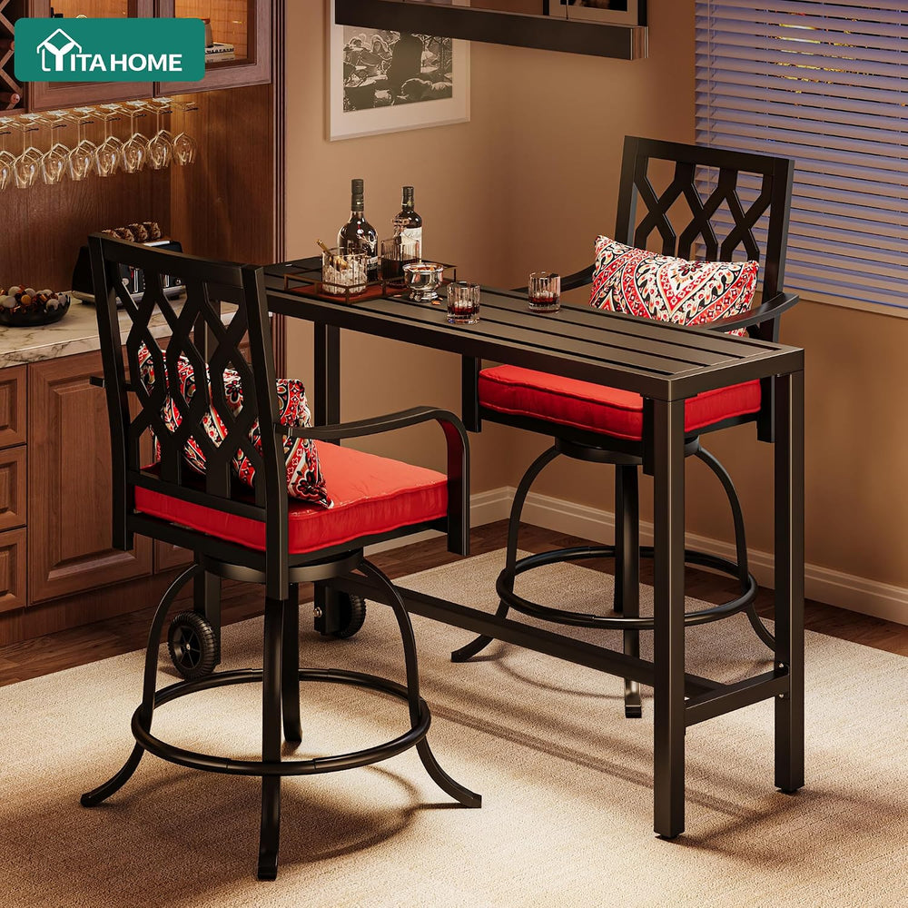 YITAHOME 55" Outdoor Bar Table with Wheels