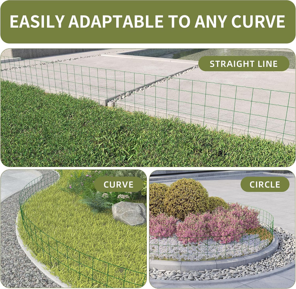 PROWORX Green Small Garden Fence Border Flat Wire Fencing 14”x40’(2 Rolls)