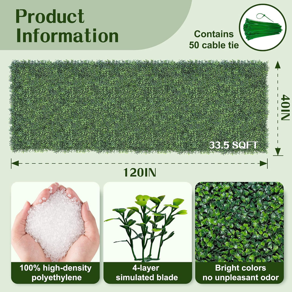 ODTORY Artificial Ivy Privacy Screen Fence Panel, Gradient Green 40X120 in