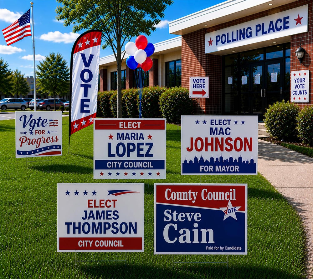 Custom Yard Signs 18x24 Full Color Double Sided Corrugated Plastic Metal Stak...