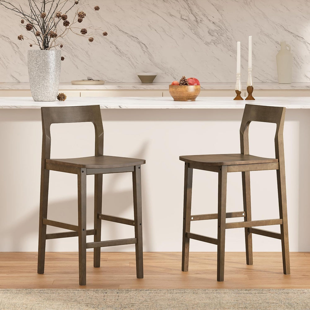 EYYTHUNG Basics Bar Stools Set of 4, Farmhouse 25” Counter Height Stools with...