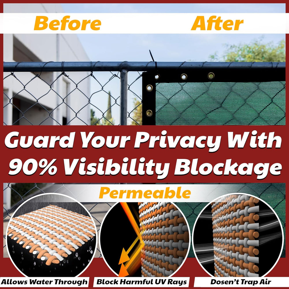 Amgo 4' x 38' Fence Privacy Screen, Heavy Duty Mesh Outdoor & Bac...