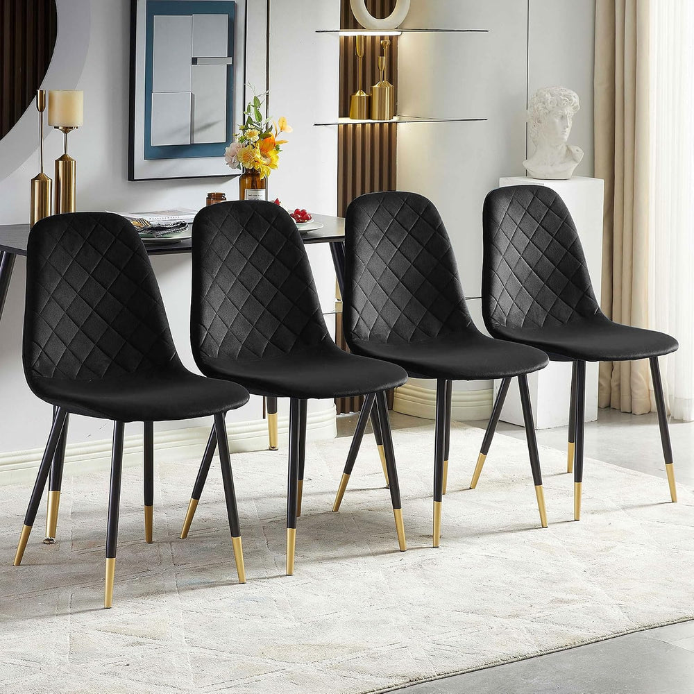 NORDICANA Velvet Dining Chairs, Black, Set of 4