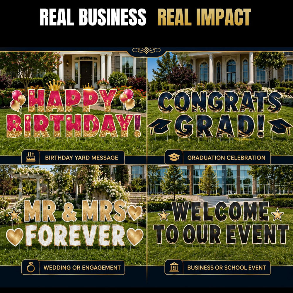 Custom Large lawn letters with stakes by BCB | Lawn Sign Printed in USA