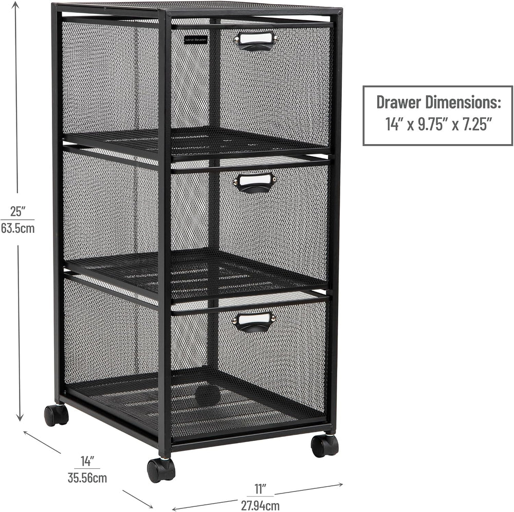 Mind Reader Office Storage Organizer with Mesh Drawers Label Holders and Opti...