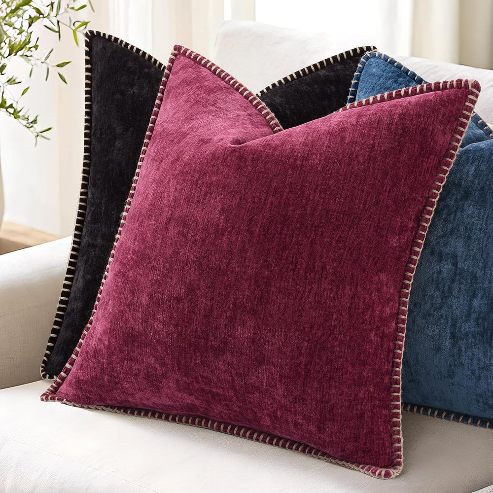 decorUhome Soft Chenille Throw Pillow Covers 24x24 Set of 2 Rhododendron