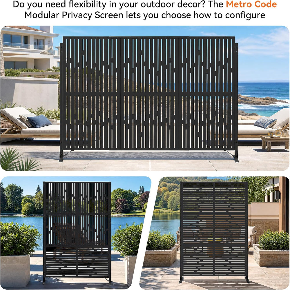 Modern Shade 4x6 FT Metal Privacy Screen with Artistic Modular Designs
