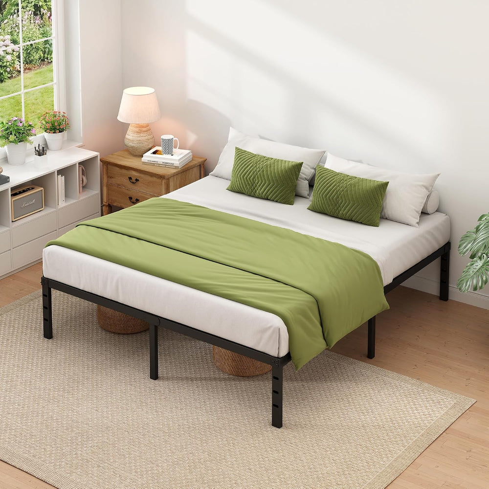 NEW JETO Metal Bed Frame,Queen Size Bed Frame with Storage Space,18 Inch