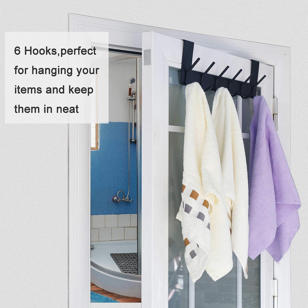 WEBI Over The Door Hook Door Hanger:Over The Door Towel Rack with 6 Coat Hook...