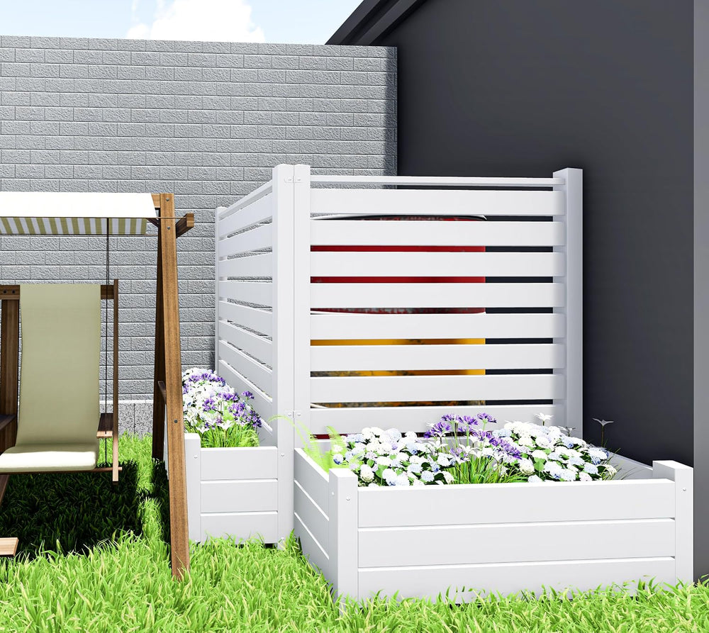 No-Dig Air Conditioner Fence 36" W X 45" H White Vinyl Privacy Fenc...
