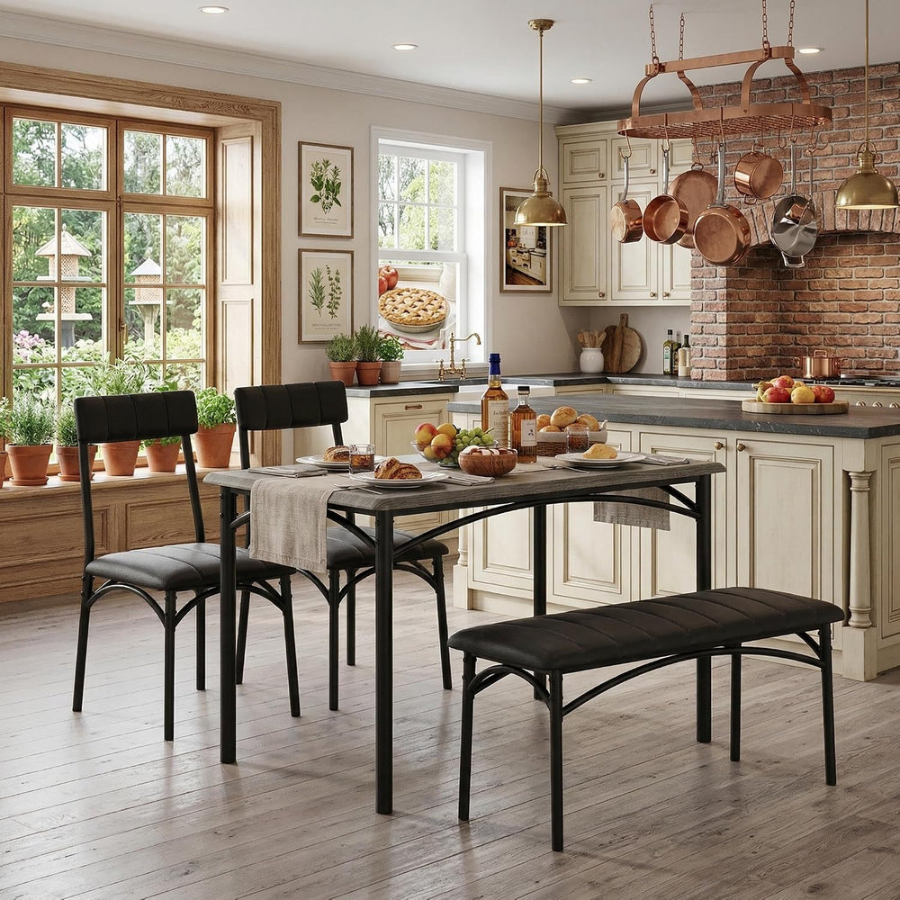 GarveeHome Dining Table Set for 4, Kitchen Table with Upholstered Chairs and ...