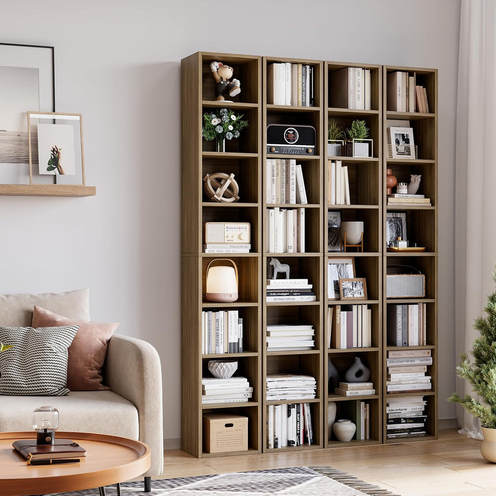Bamjoy 71 Inches Tall Narrow Bookshelf, 8-Tier Slim CD DVD Media Shelf, Corne...