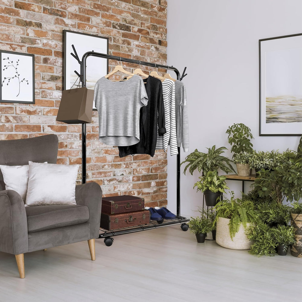 Simple Houseware Industrial Style 50.4" W Clothing Rack, Black