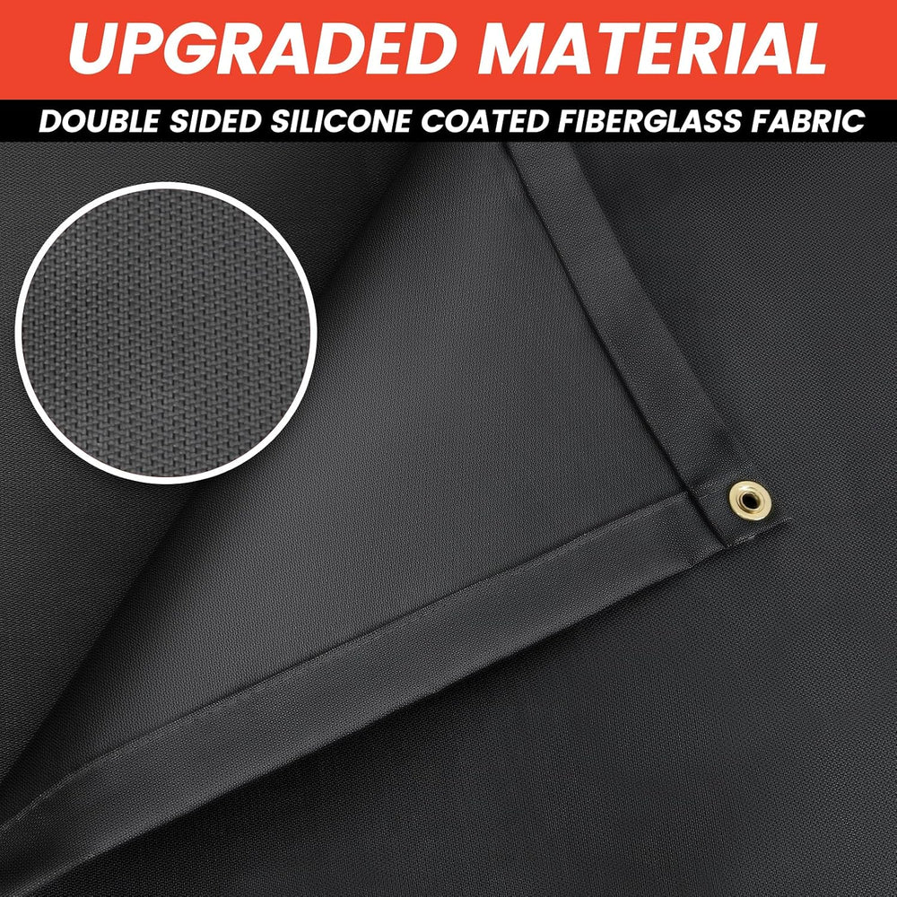 Welding Blanket Fireproof with Brass Grommets, Large Size 6' x 4', Black