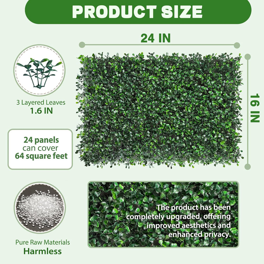 ODTORY Artificial Hedge Privacy Fence Screen, 24X16 in 24P (64 sqft)