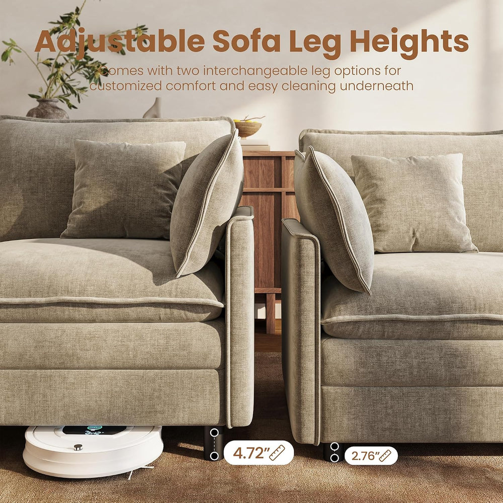 37" Chenille Oversized Sofa Chair with Movable Ottoman, Chair & Otto...