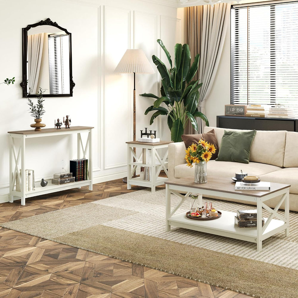 Sophia & William Farmhouse Coffee Table for Living Room, White