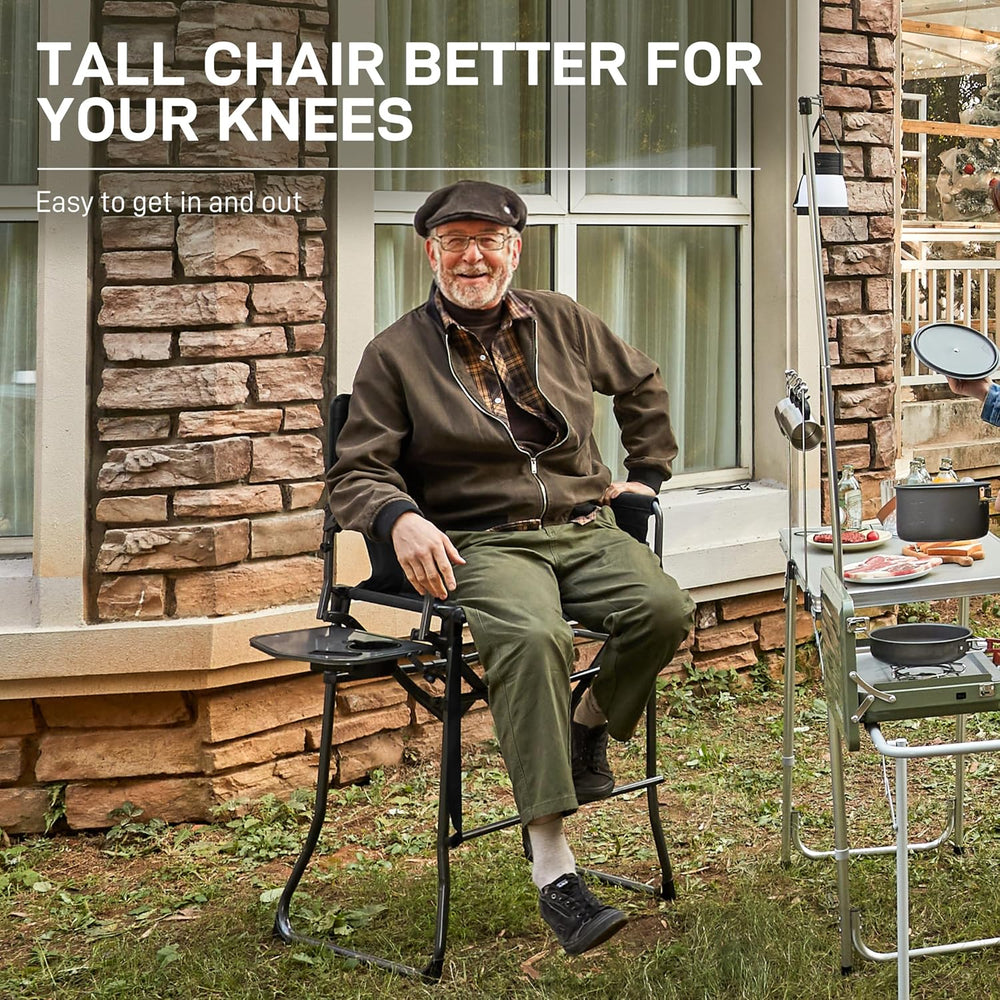 EVER ADVANCED Portable 30.7" Seat Height Tall Camping Directors Chair