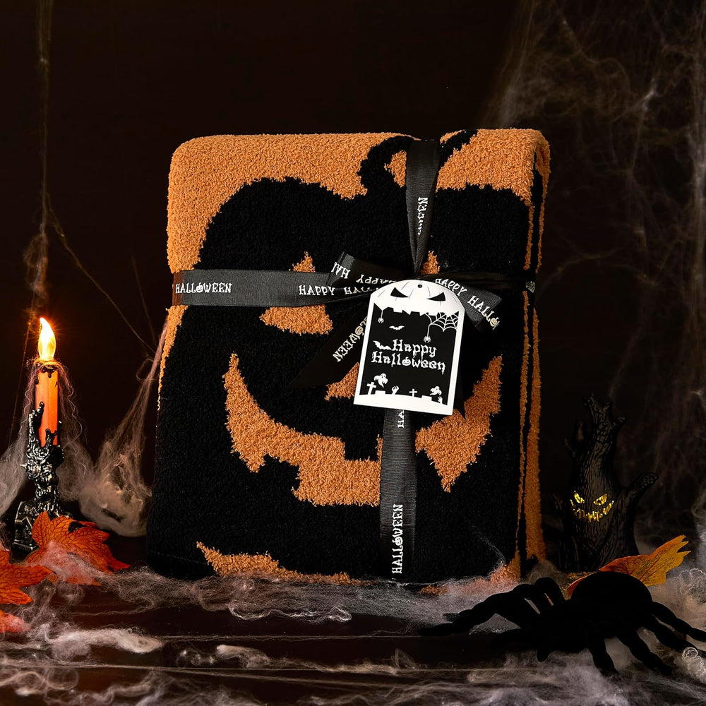 WDCOZY Halloween Throw Blanket Reversible Super Soft Knitted Blankets for Cou...