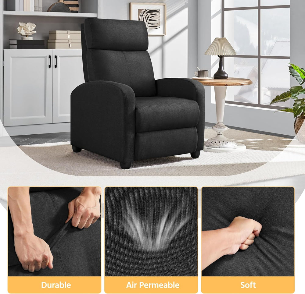 Yaheetech Recliner Chair with 3 Adjustable Angles Living Room Chairs Black