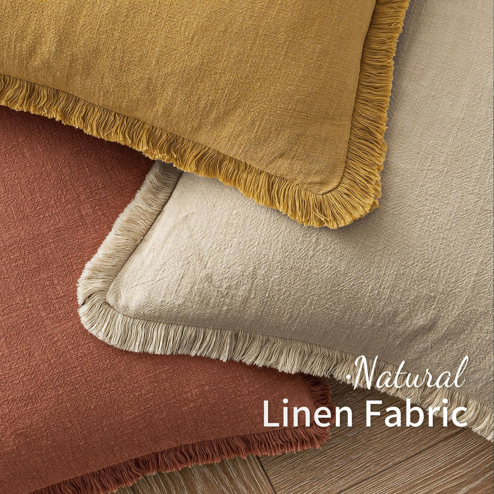 MIULEE Linen Fringe Decorative Fall Throw Pillow Covers Late Autumn 20x20
