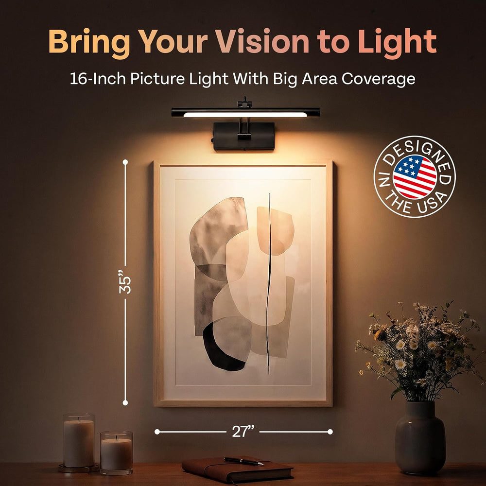 Picture Light for Wall, Rechargeable LED Art Light, Remote, Black