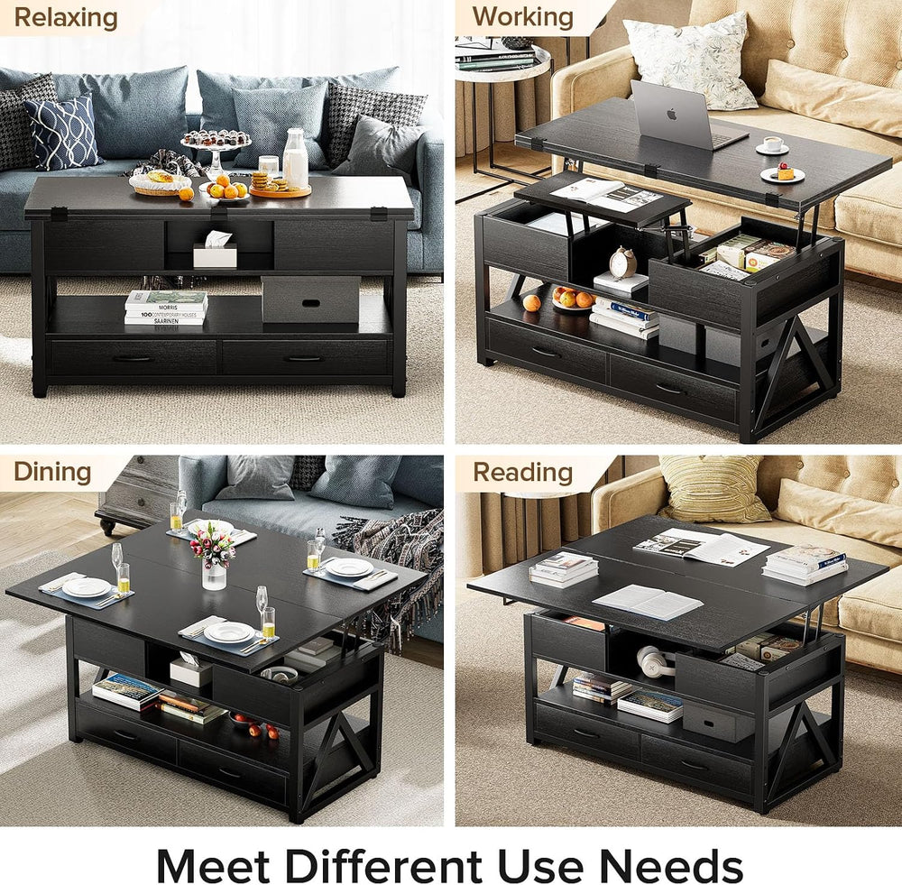Memobarco 40" Lift Top Coffee Table with Storage,Black