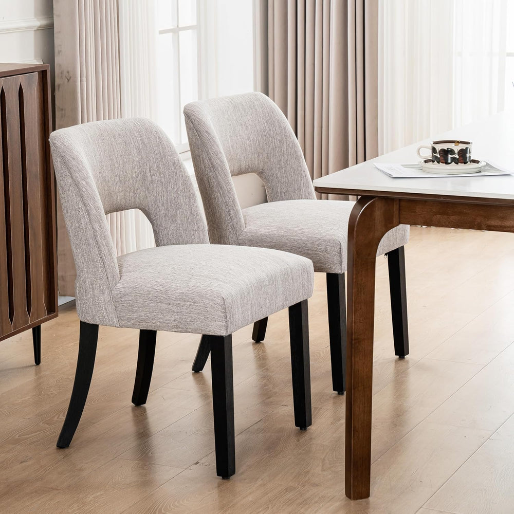 VKNOW Dining Chairs Set of 4, Fabric Dining Chairs, Grey-Black Legs