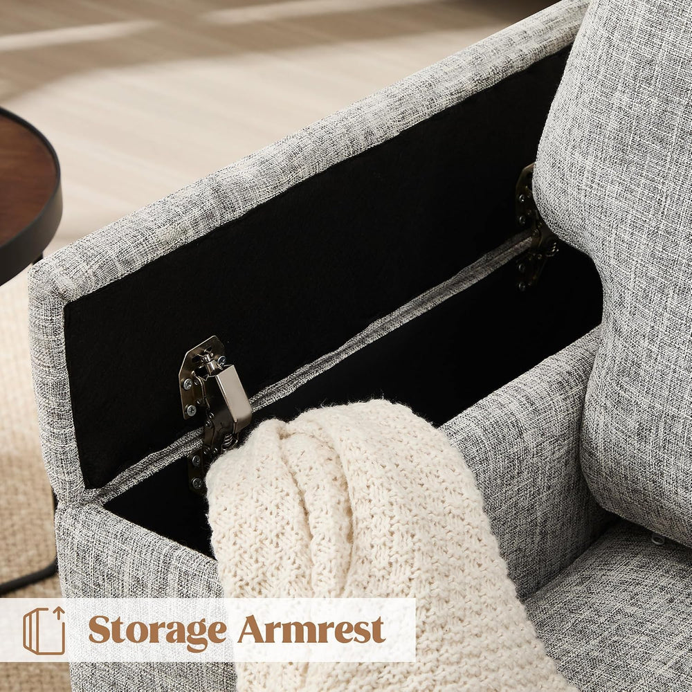 Accent Chairs Set of 2 with Armrest Storage, Fabric Upholstered Reading Livin...