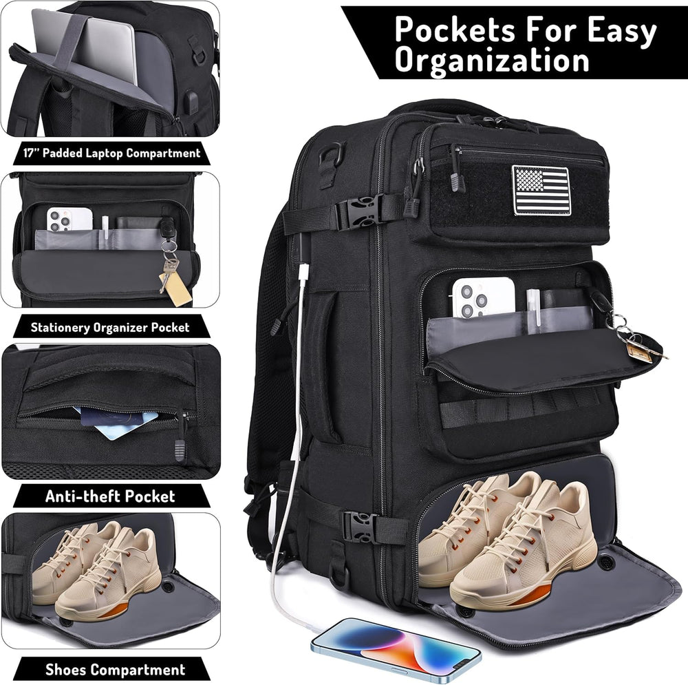 MOZETO Travel Backpack for Men 40L TSA Approved Carry On Backpack with USB Ch...