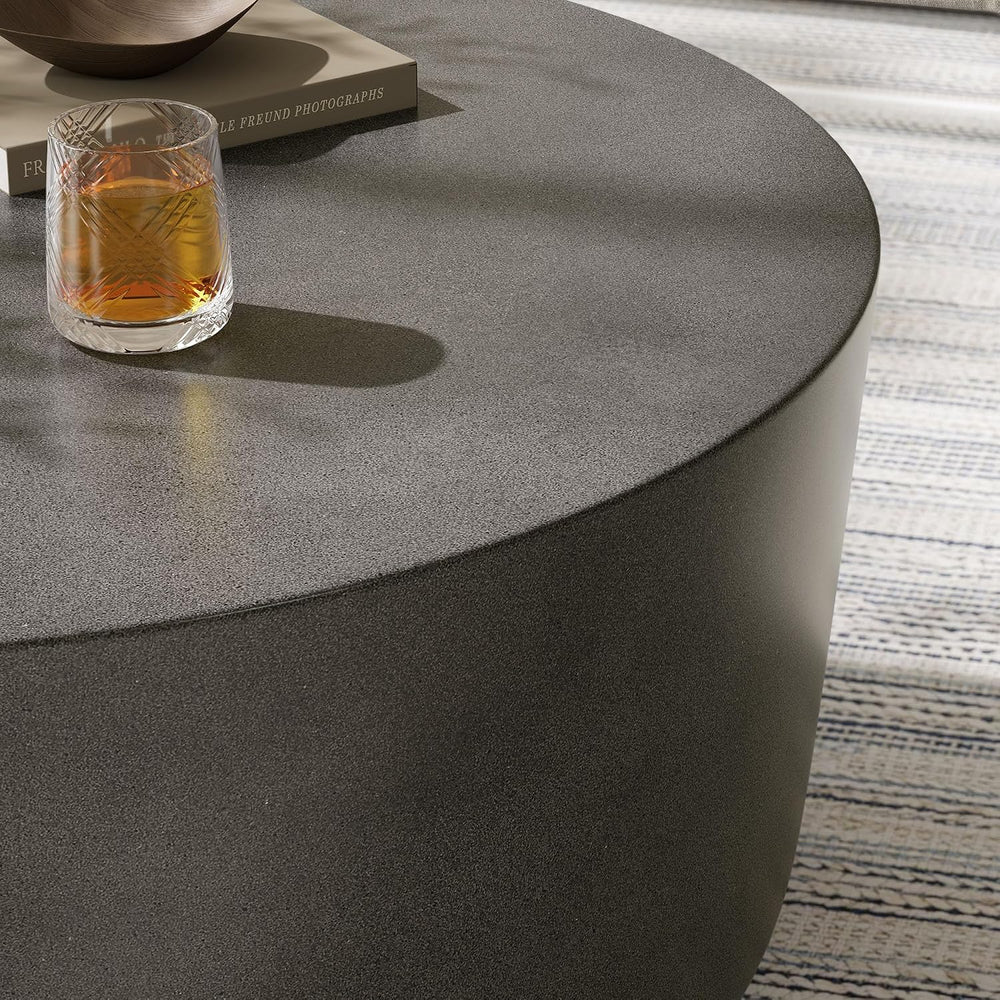 Modway Brion 34 Inch Round Concrete Coffee Table – Indoor/Outdoor Tapered Cyl...