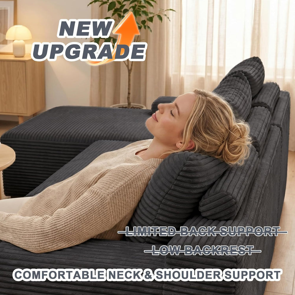Mangodan Cloud Sectional Sofa, Boneless Couch for Living Room, Dark Grey