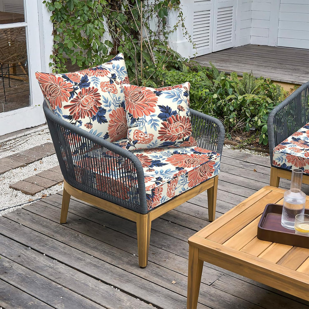 LVTXIII Outdoor Deep Seat Cushion 22"x22"x4" Patio Seat and Ba...