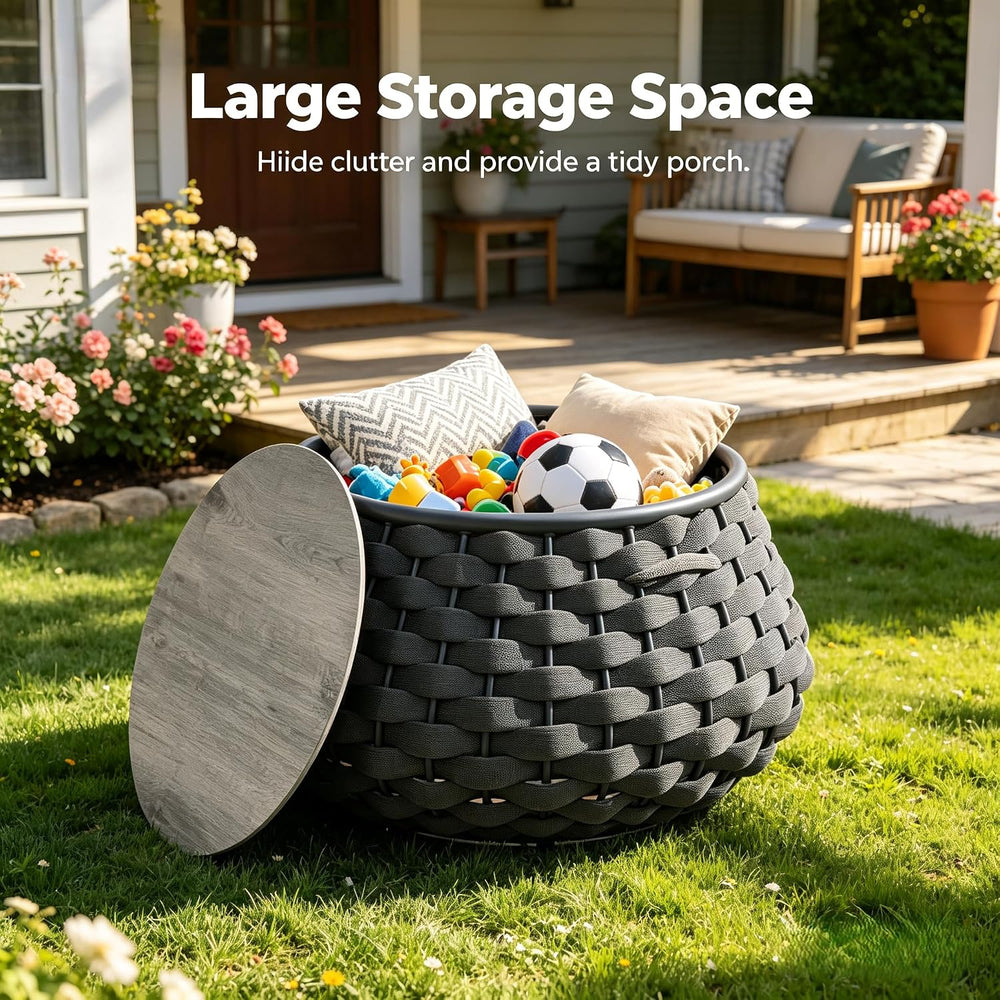YDcosyfy Large Round Outdoor Side Table, 28 Inches Patio End Table with Remov...