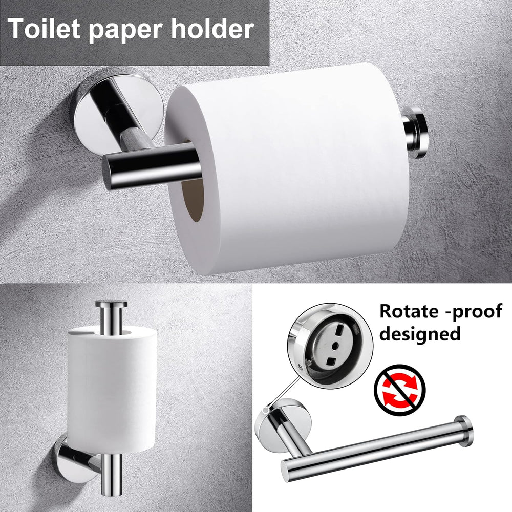 5 Pieces Polished Chrome Bathroom Hardware Accessories Set,Hand Towel Ring,16...