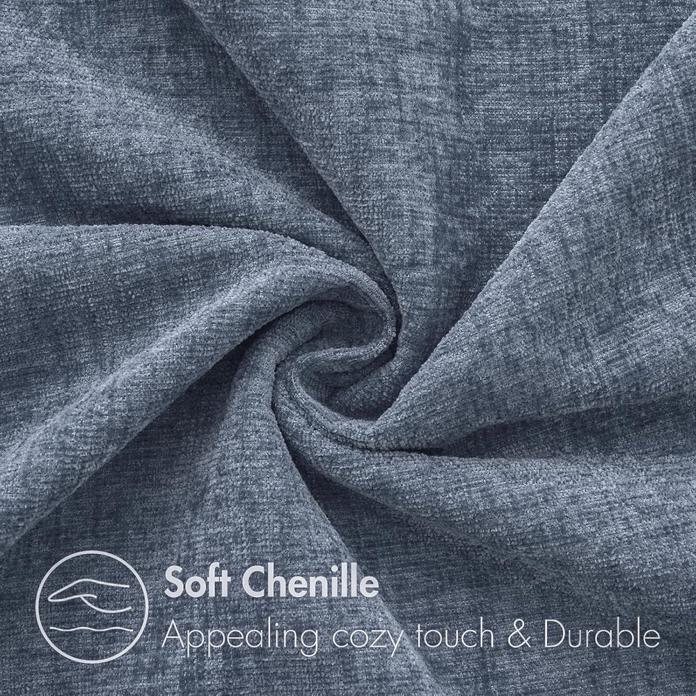 MIULEE Soft Chenille Throw Pillow Covers Dark Grey Blue 20x20 Pack of 2