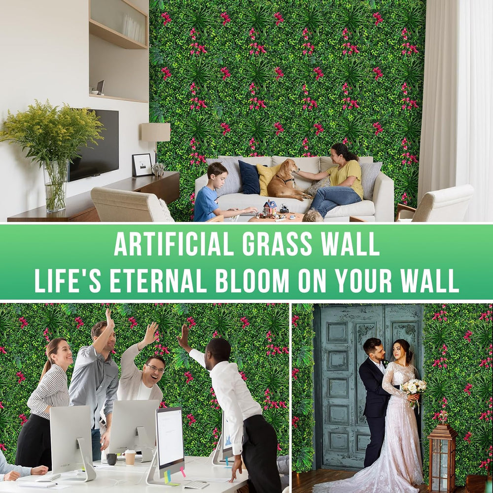 Grooy Artificial Boxwood Panels, 8PCS 20"x20" Fake Grass Wall Decor