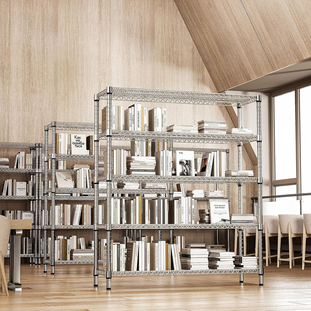 M MZG 3500LBS 59" W 5 Tier Storage Shelves Rack Metal Wire Shelving Unit...