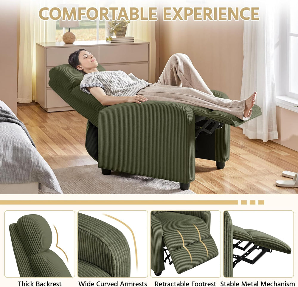 Yaheetech Recliner Chair with 3 Adjustable Angles Armchair Dark Green