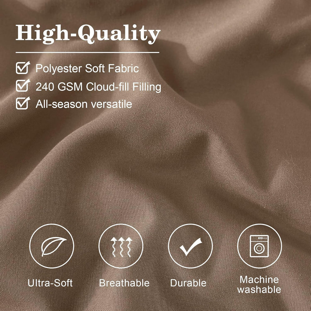 King Size Comforter Set-7 Pieces Brown Soft Bed in a Bag King Bedding Sets