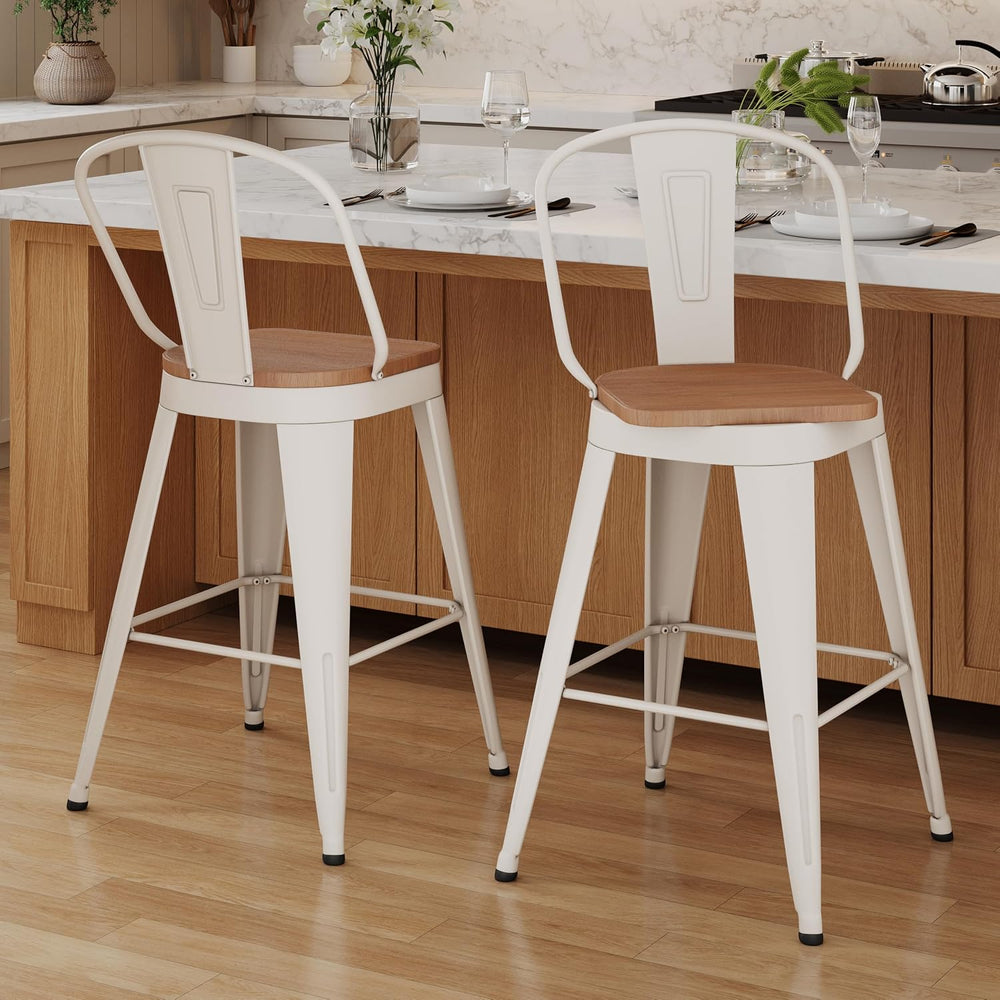 Aklaus Swivel Metal Bar Stools 26 inch Swivel Counter Height Barstools Set of...