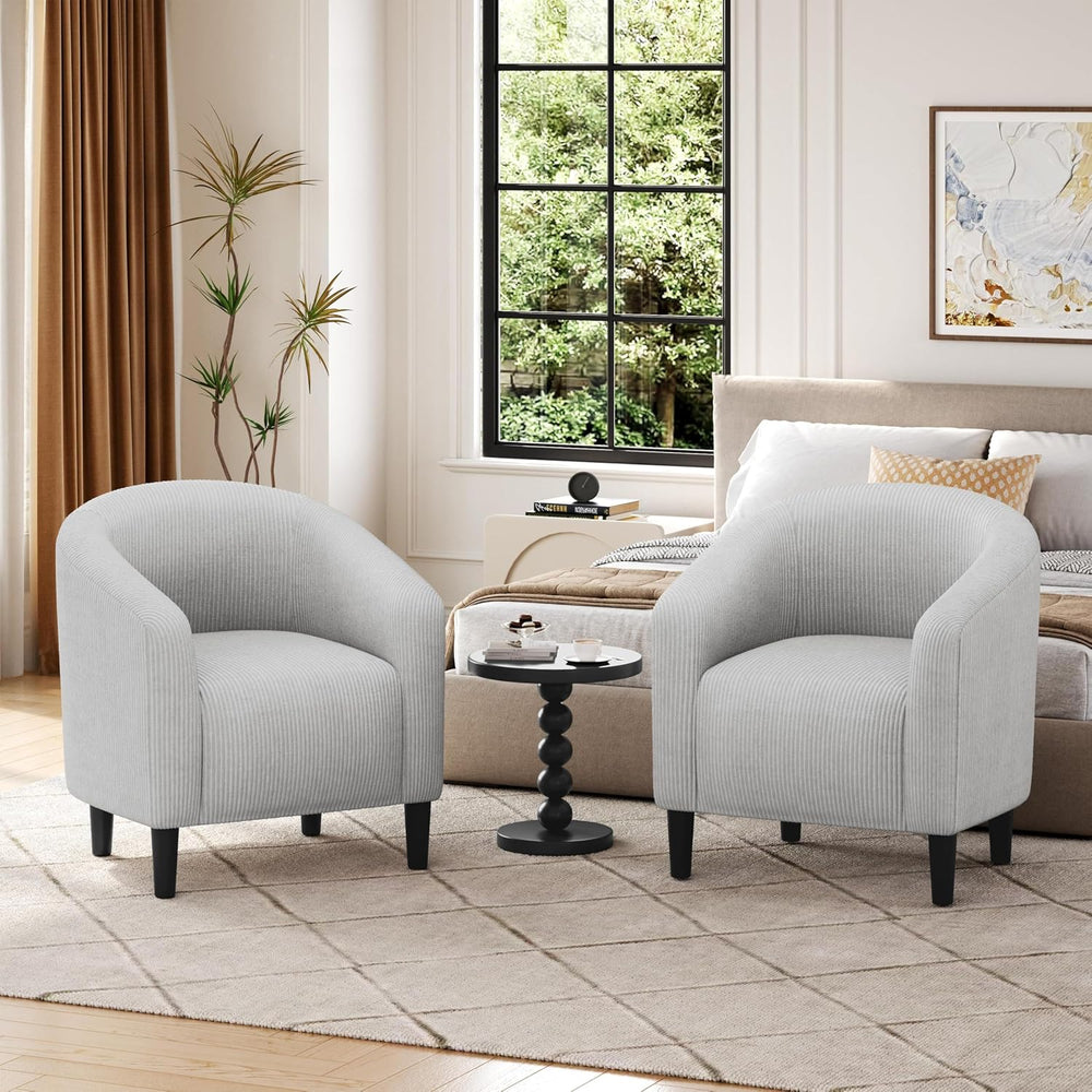Yaheetech Compact Corduroy Accent Chairs Set of 2 for Bedroom, Light Gray