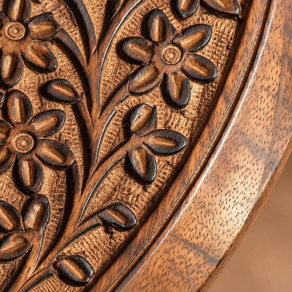 Alpha Living Home Farmhouse End Table, Burnt Brown Flowers