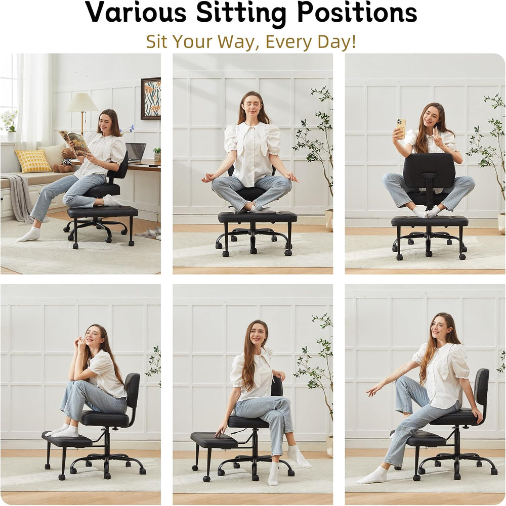 Criss Cross Legged Office Chair with Wheels,Swivel Meditation Chair for ADHD,...