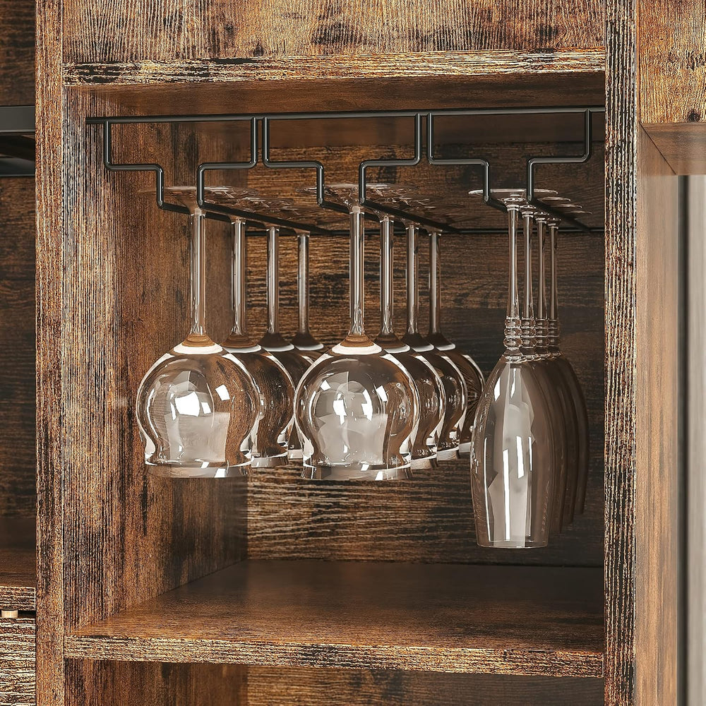 IRONCK Rolling Kitchen Island Cart with Drop-Leaf and Wine Rack, Brown