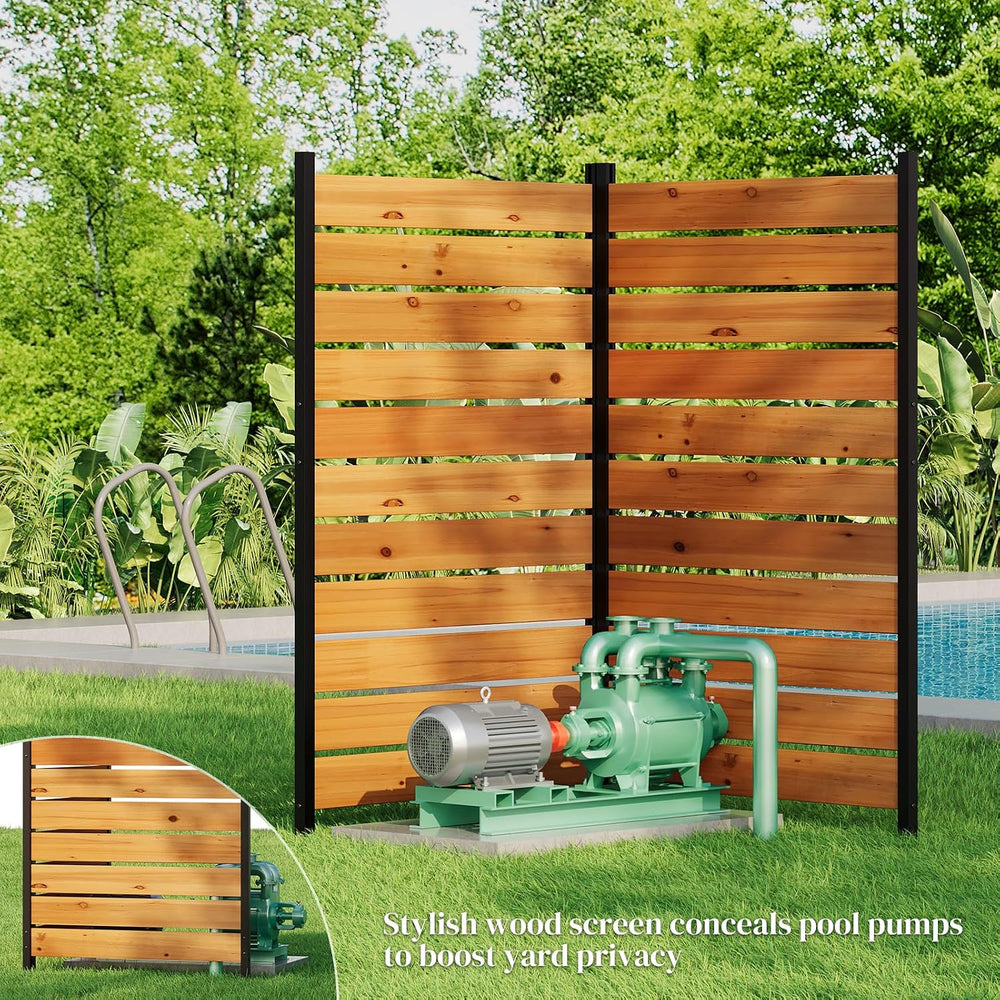 No Dig Wood Privacy Screen Fence Panel, Outdoor DIY Decorative Wall