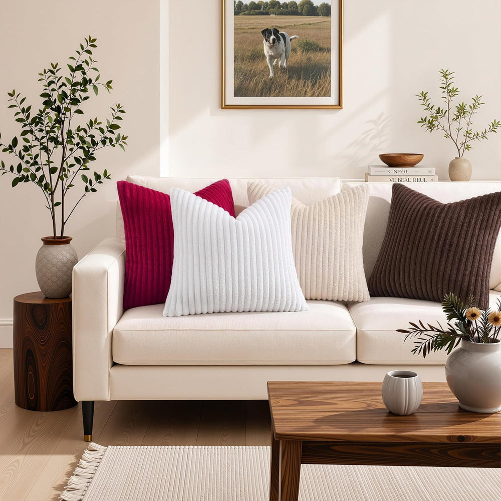 Simmore Fall Soft Brown Flannel Throw Pillow Covers 26X26 Set of 2