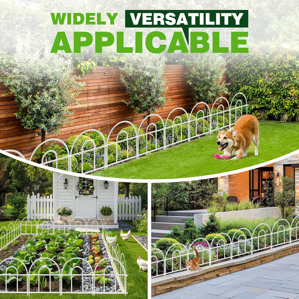 Decorative Garden Fence 21.67ft x 17in - 20 Pack Rustproof Metal No Dig Fence...