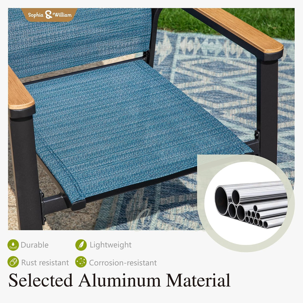 Sophia & William Patio Dining Chairs Set of 2, Stackable Aluminuum Frame