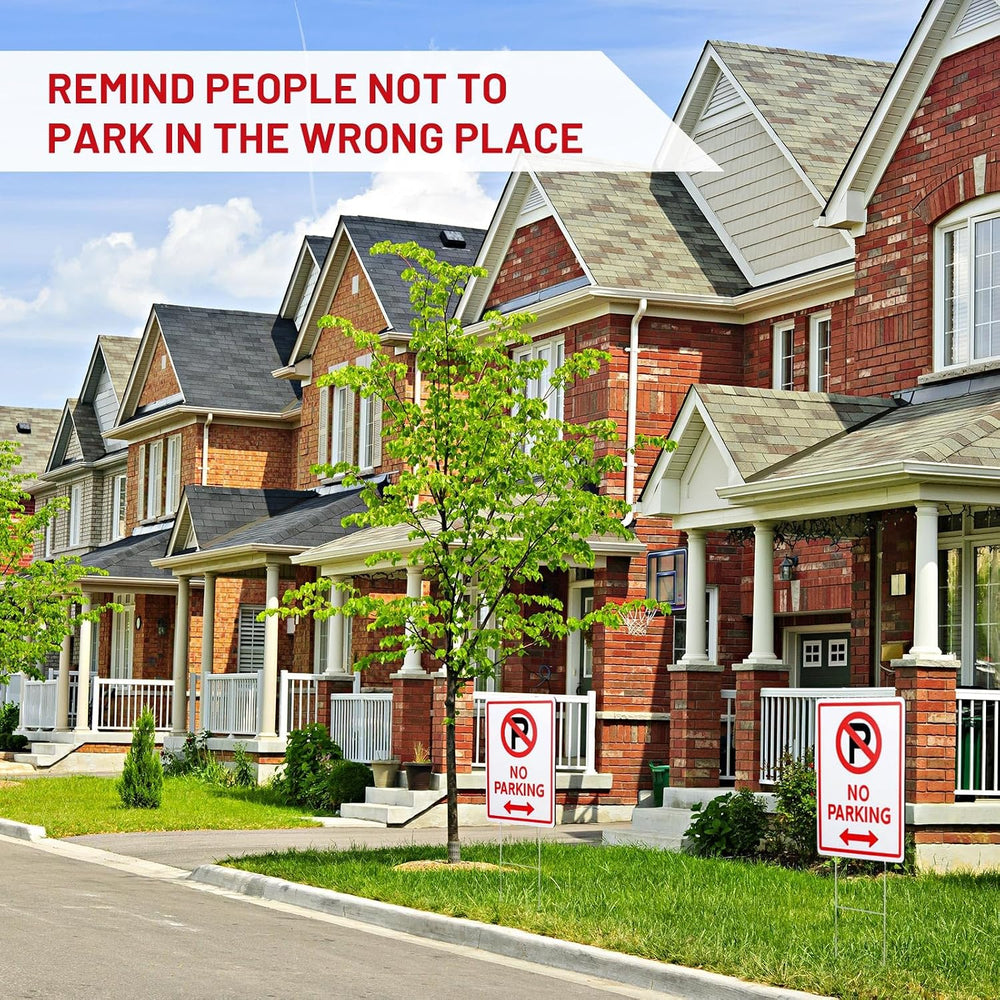 Kigley 8 Pcs No Parking Signs with Stake, 14 x 10" Double Sided Plastic